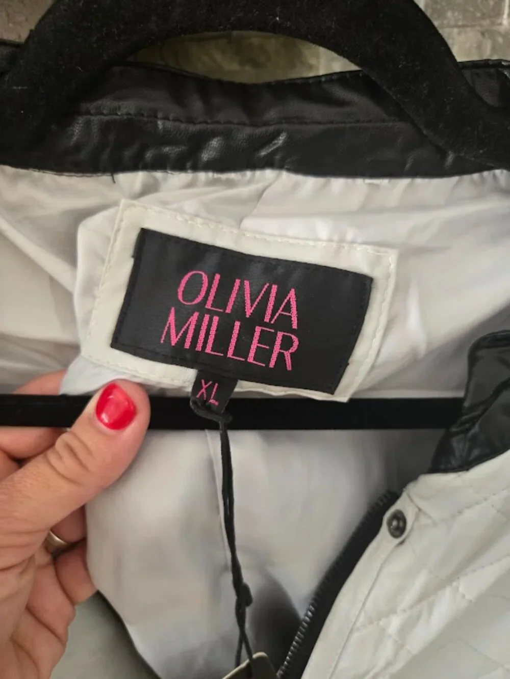 NWT Olivia Miller Girls Youth XL Quilted Moto Jacket Off-White
